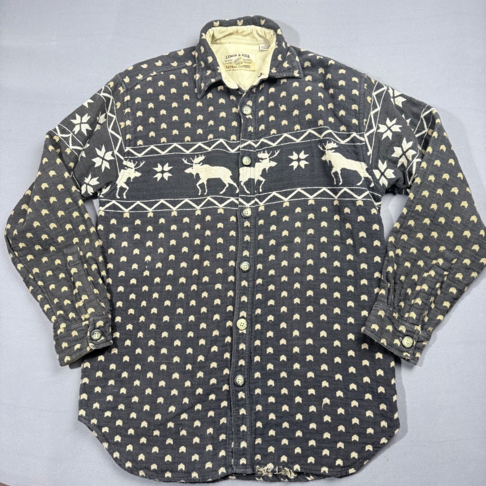 Lemon & Soda Moose Shirt Jacket Western Aztec Print Small